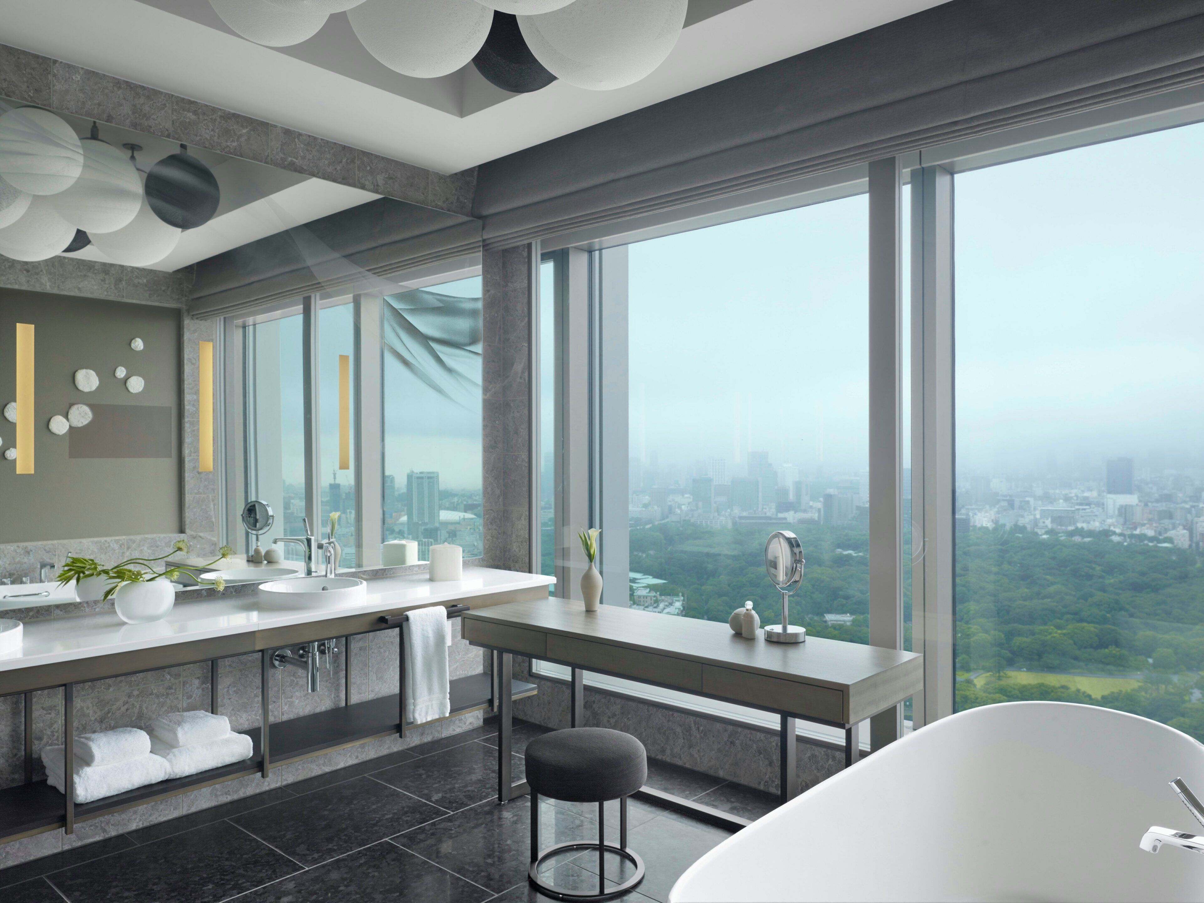 four seasons suite, imperial garden view | bathroom | separate bathtub and shower, deep-soaking bathtub, rainfall showerhead