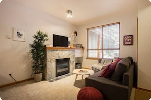 TV, fireplace, video games