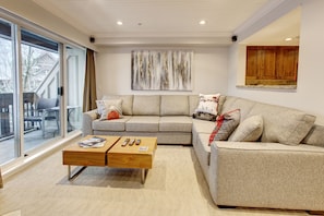 Comfortable Living room with access to one of two private decks