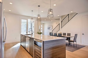 Wine fridge and dishwasher