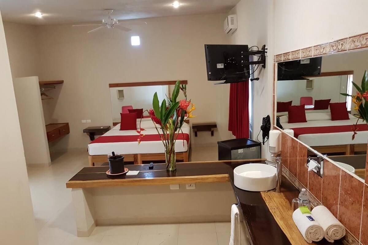 Blackout curtains, iron/ironing board, free WiFi, bed sheets