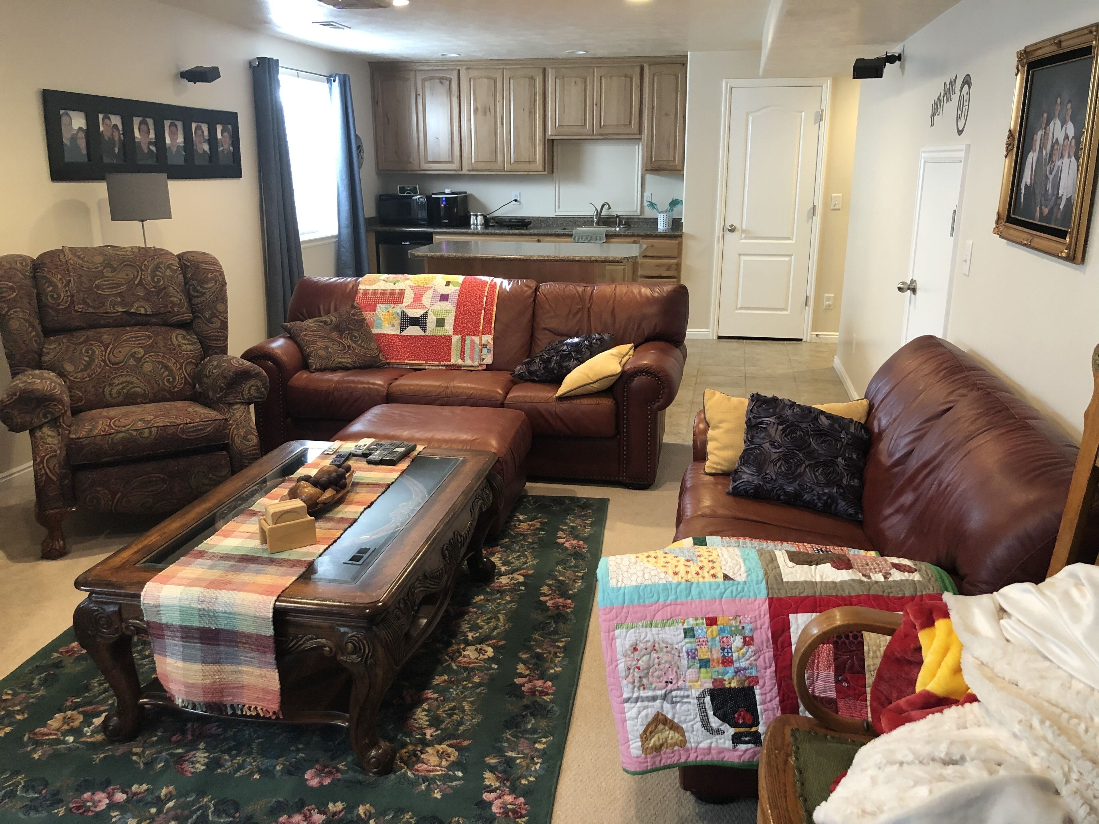 Large Basement, close to ski resorts with a work station. 