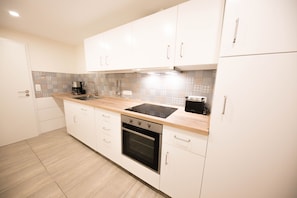 Fridge, microwave, oven, toaster