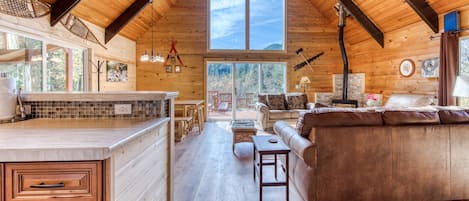 Télévision, cheminée, lecteur de DVD