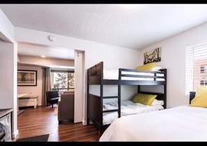 2 bedrooms, desk, iron/ironing board, travel cot