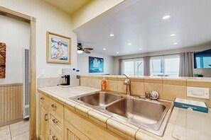 Fridge, microwave, oven, stovetop - Waterfront home with beautiful ocean views & beach access (Newport Beach)
