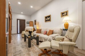 Télévision, cheminée, baby-foot, table de tennis de table