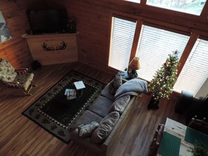 Smart TV, fireplace, video games, DVD player