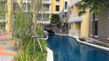 Outdoor pool, open 8:00 AM to 8:00 PM, free cabanas, pool umbrellas