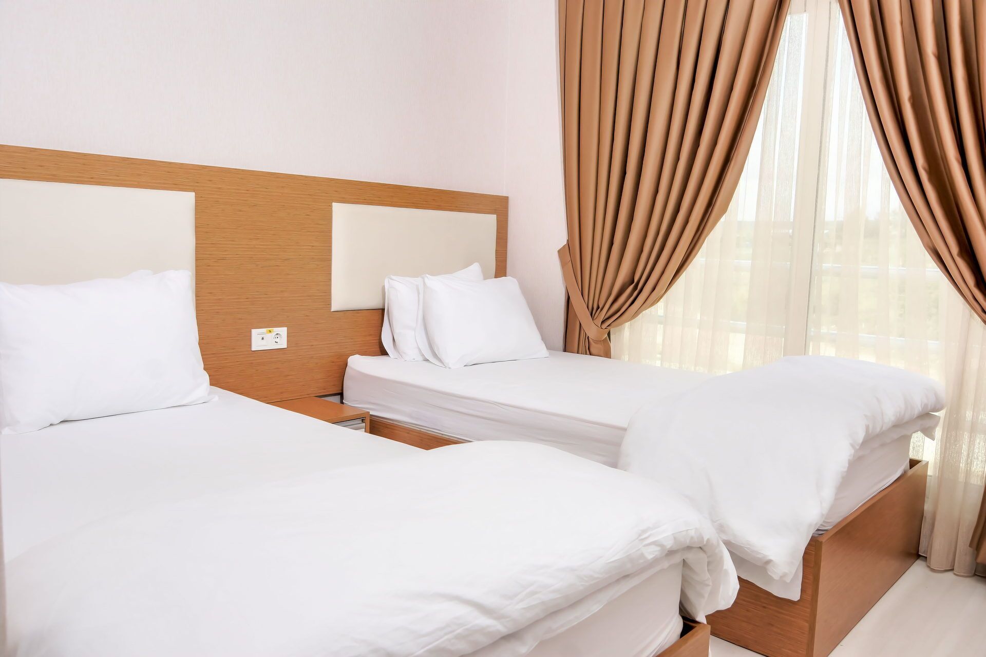 minibar, desk, laptop workspace, blackout curtains