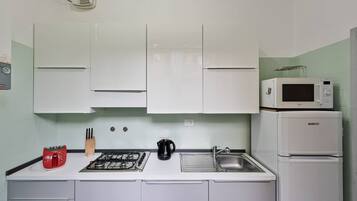 Réfrigérateur, micro-ondes, plaque de cuisson, lave-vaisselle