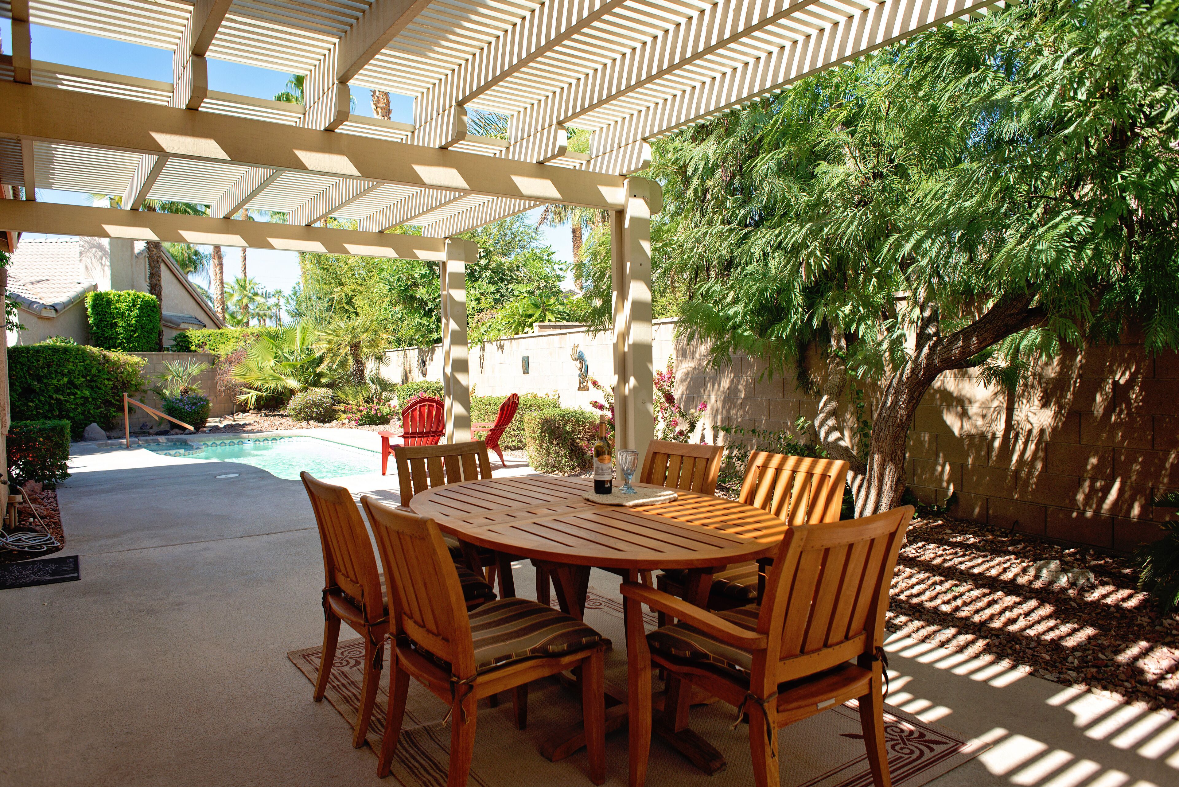 areas for sun and shade in the private garden of the backyard