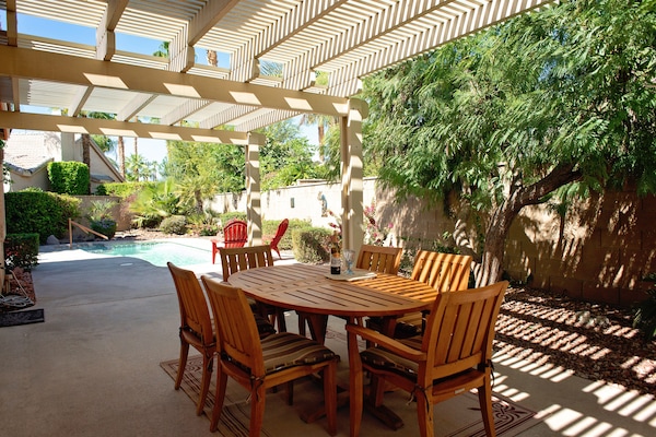 areas for sun and shade in the private garden of the backyard