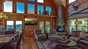 Smart TV, fireplace, table tennis, books