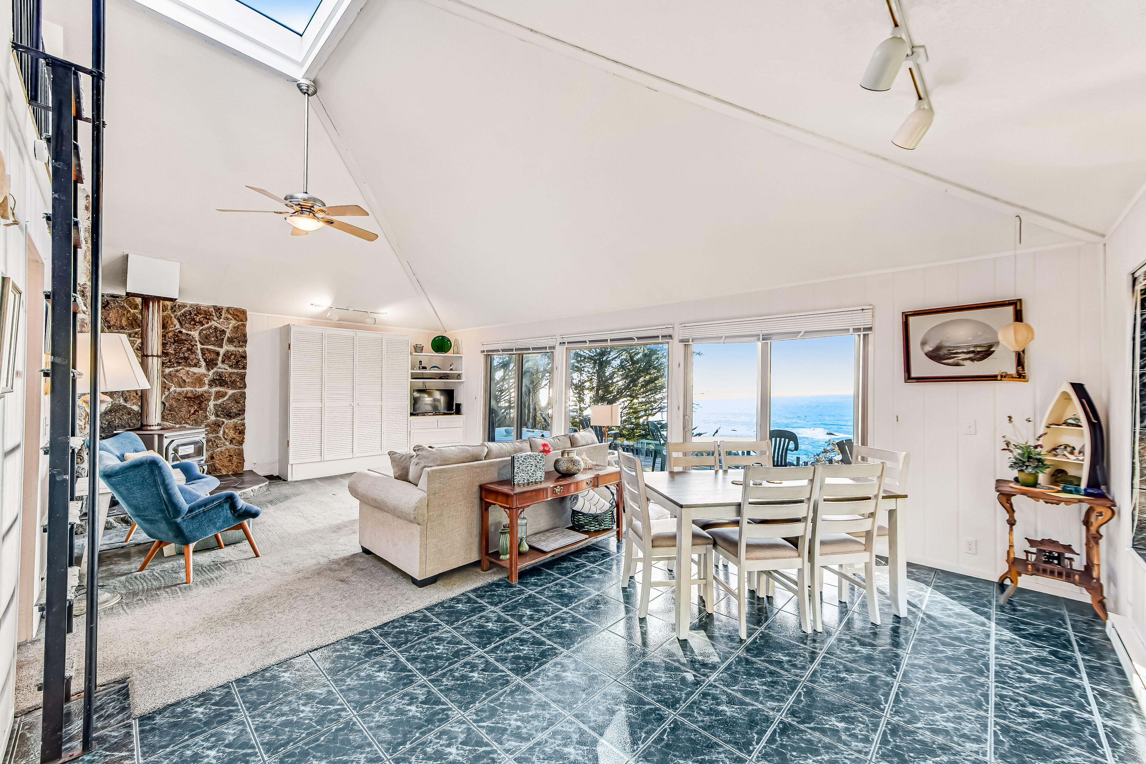 Charming oceanfront home w/ a wood stove, private hot tub, & water views!