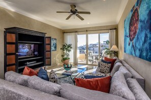TV, DVD player, stereo