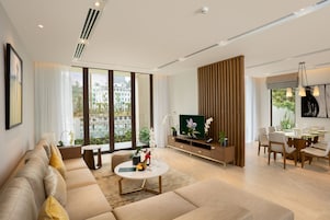 50-inch flat-screen TV with cable channels, TV