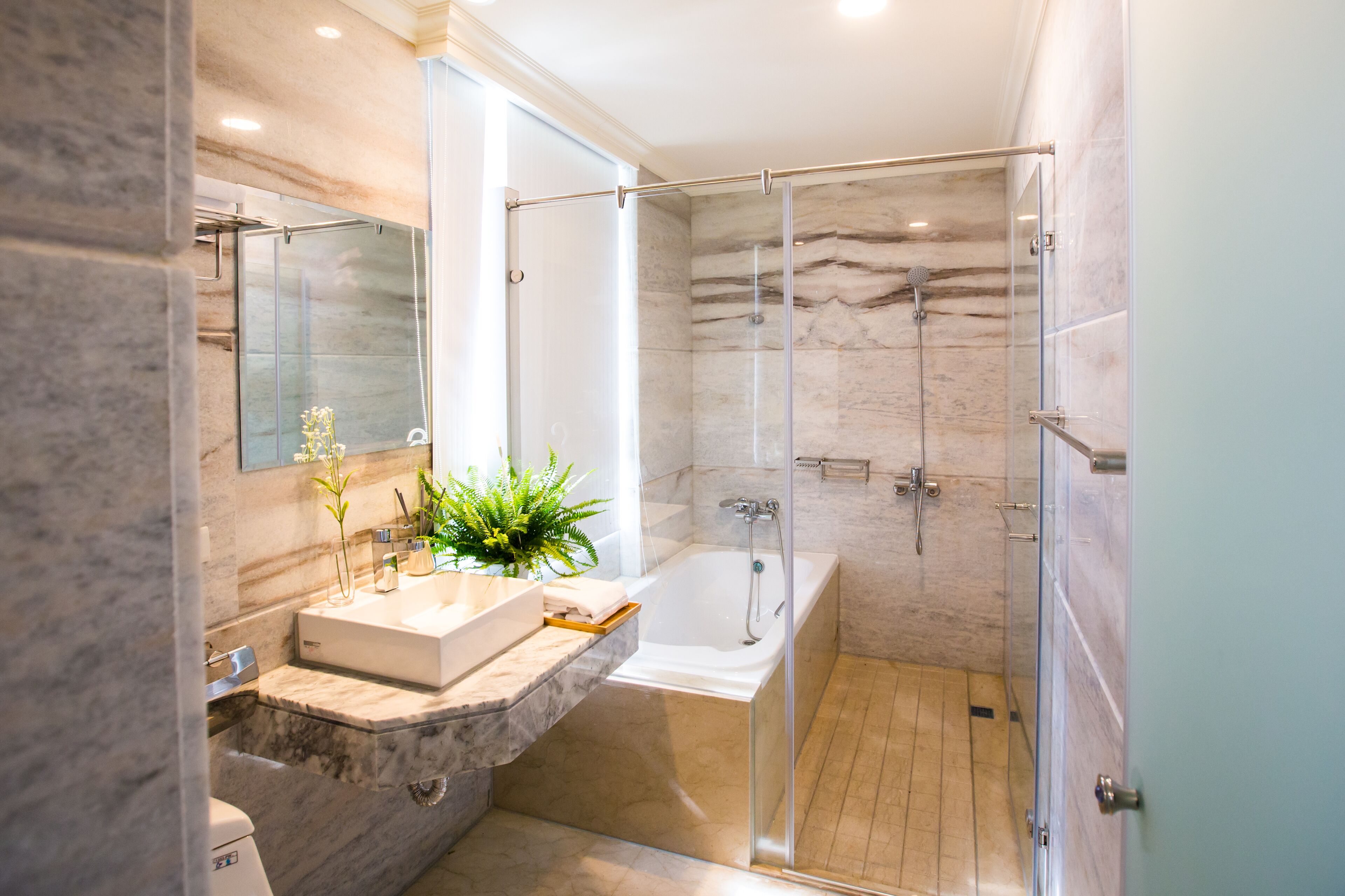 exclusive double room | bathroom | shower, free toiletries, hair dryer, slippers