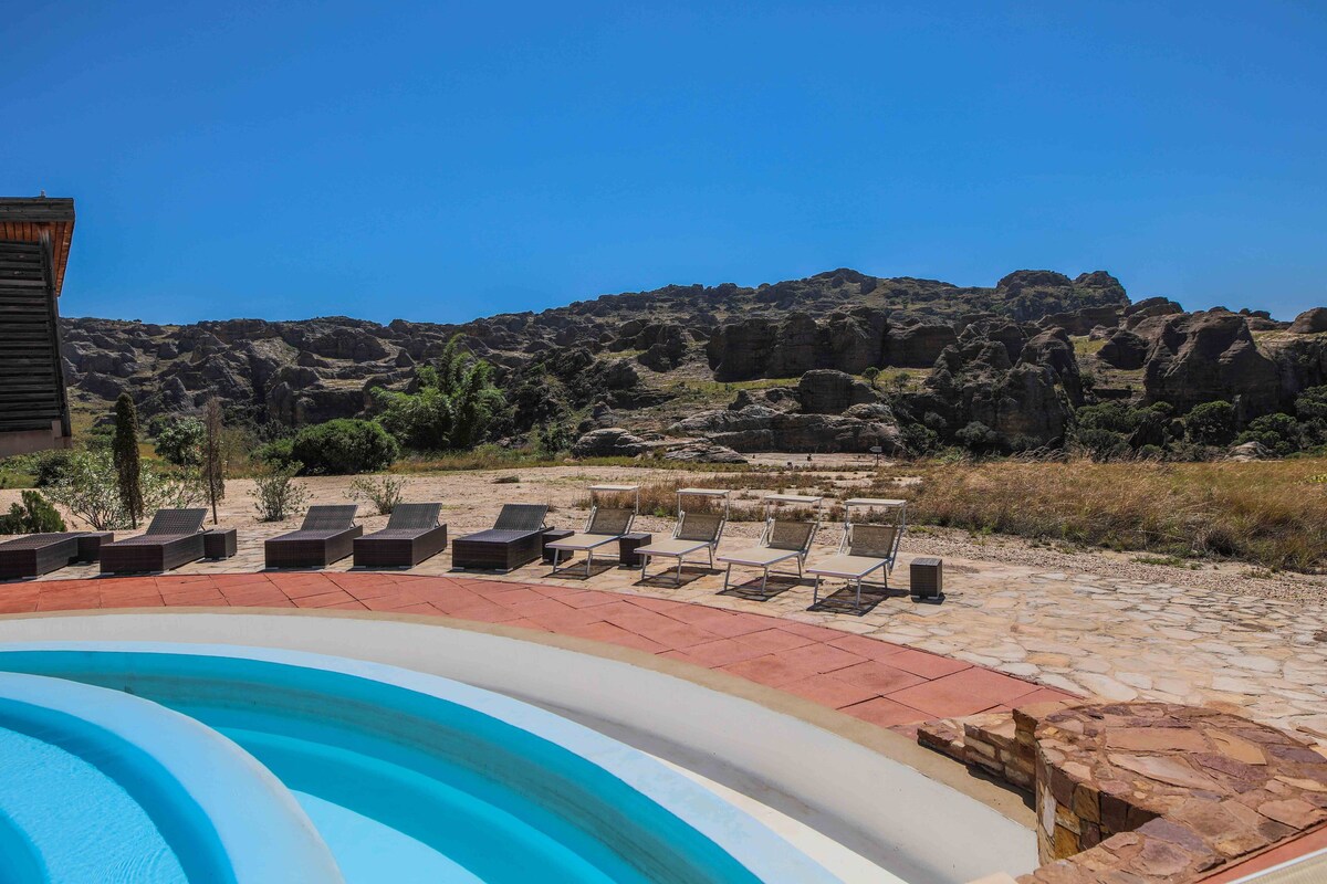 Outdoor pool, pool loungers | 12-Day Authentic Madagascar Mid-Range Tour