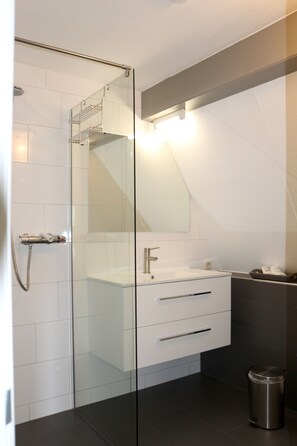 Luxury Single Room | Bathroom | Shower, free toiletries, hair dryer, towels - B&B Bovenweg (Rhenen)