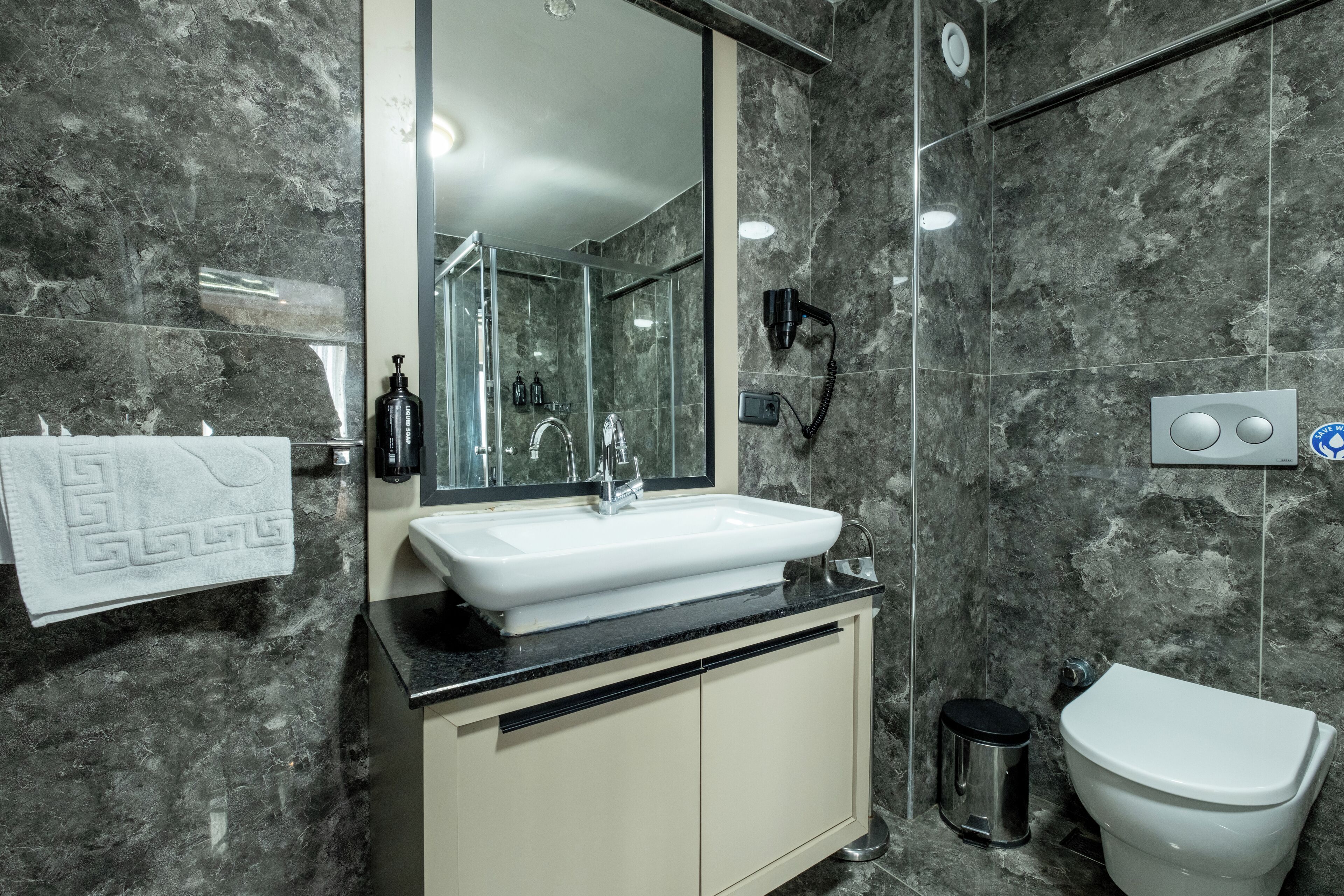 family triple room | bathroom | shower, designer toiletries, hair dryer, slippers