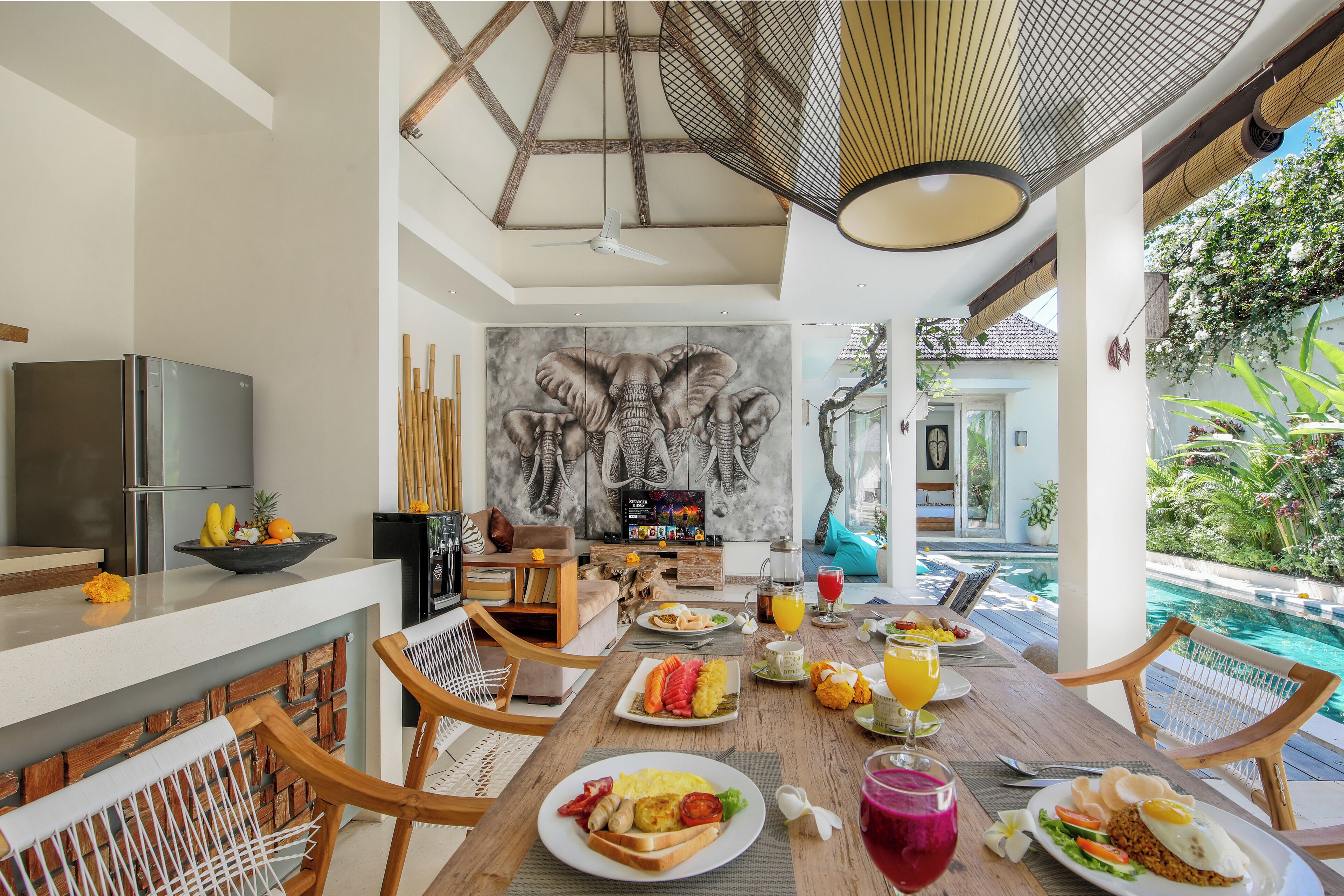 Luxe villa, 2 slaapkamers, privézwembad | Dineerruimte