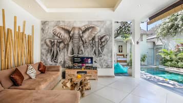 Luxury Villa, 2 Bedrooms, Private Pool | Living area | Flat-screen TV
