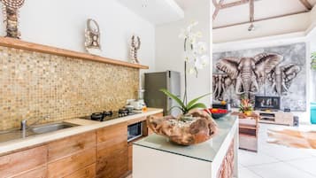 Luxury Villa, 2 Bedrooms, Private Pool | Private kitchen | Fridge, microwave, stovetop, coffee/tea maker