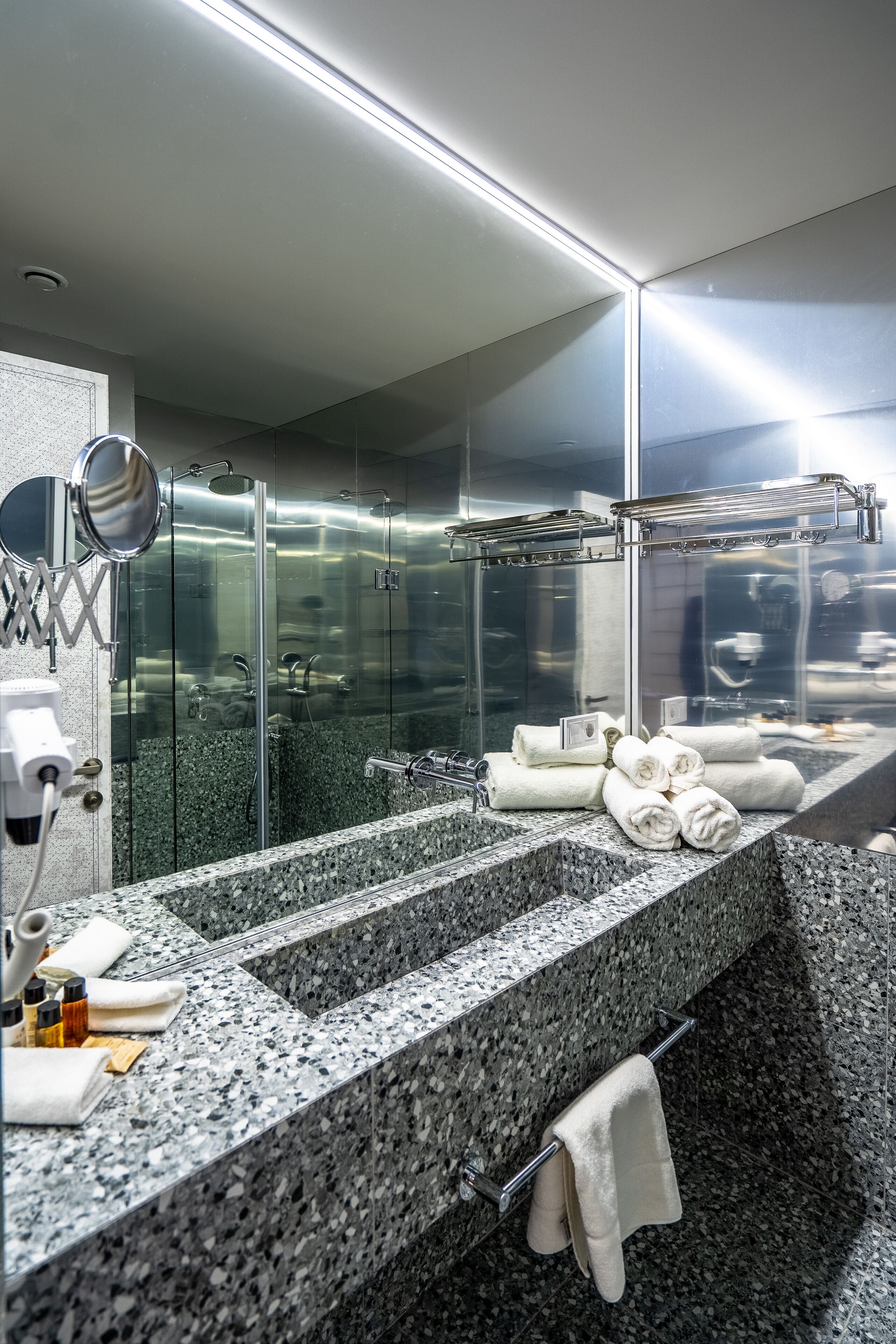 shower, free toiletries, hair dryer, bathrobes