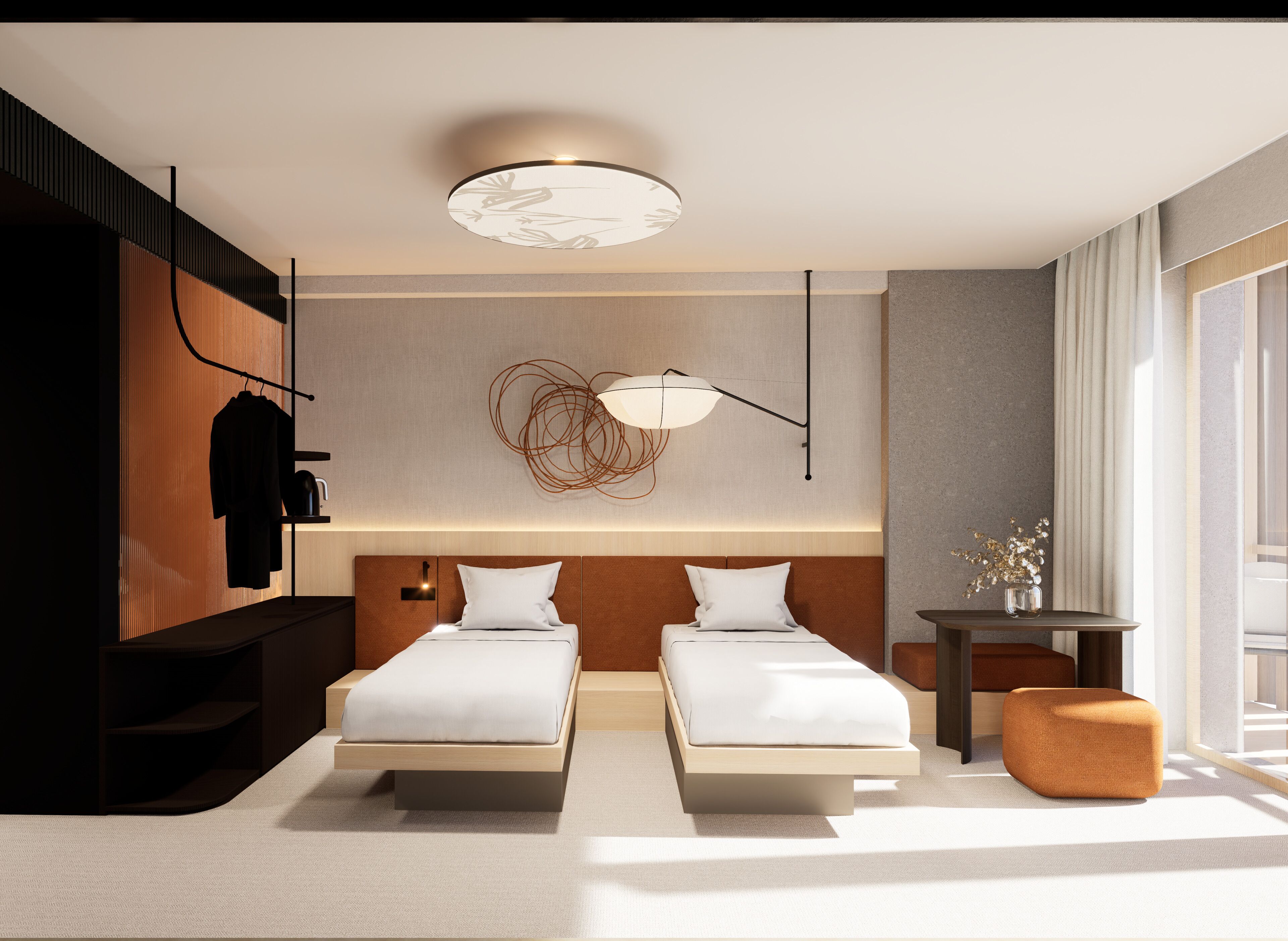 Chambre Supérieure avec lits jumeaux | Bureau, lits bébé (en supplément), Wi-Fi gratuit, draps fournis