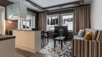 RukaValley 58, Sauna | Living room | 43-inch flat-screen TV with satellite channels, TV