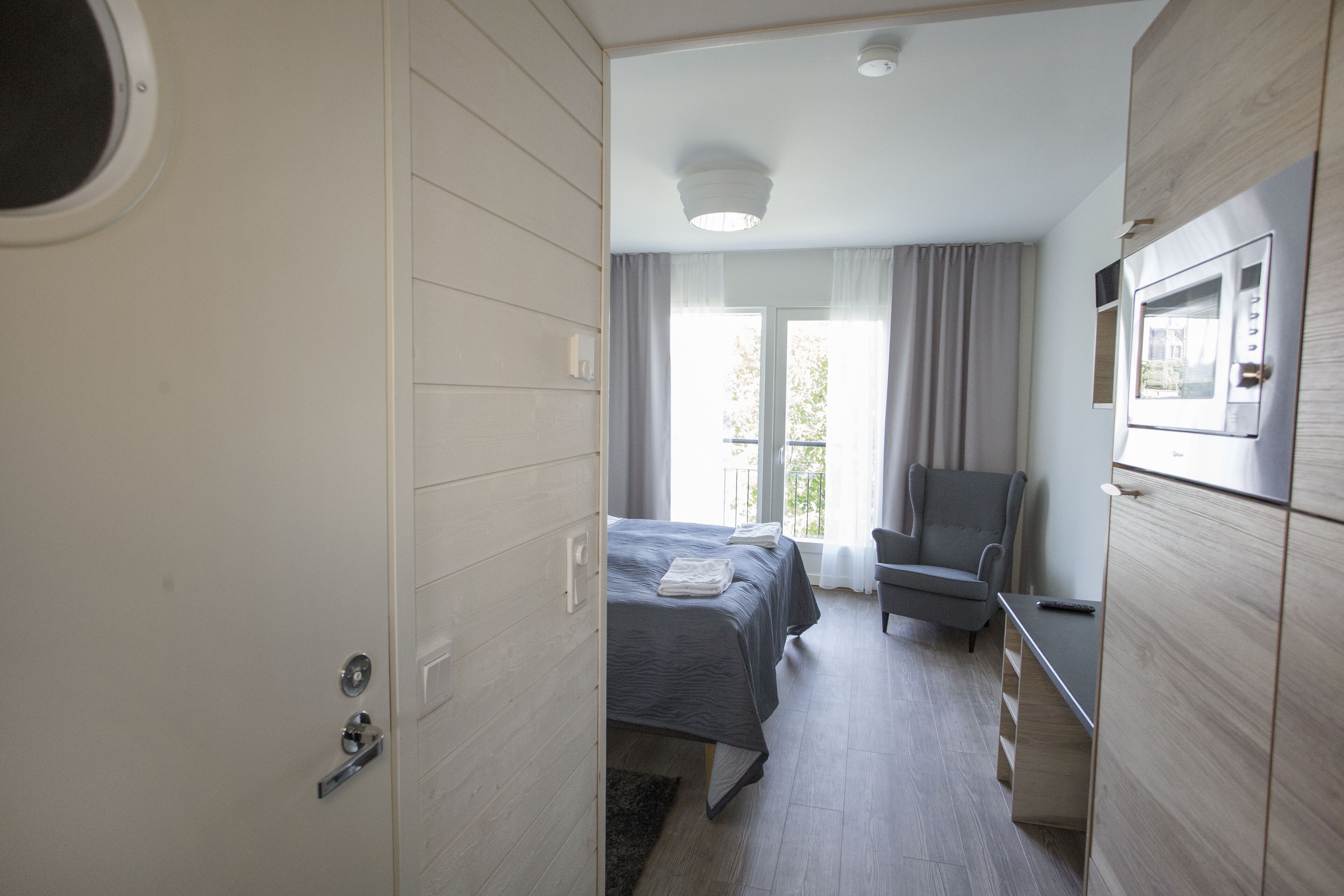 traditional room with sauna | 1 bedroom, desk, laptop workspace, blackout curtains