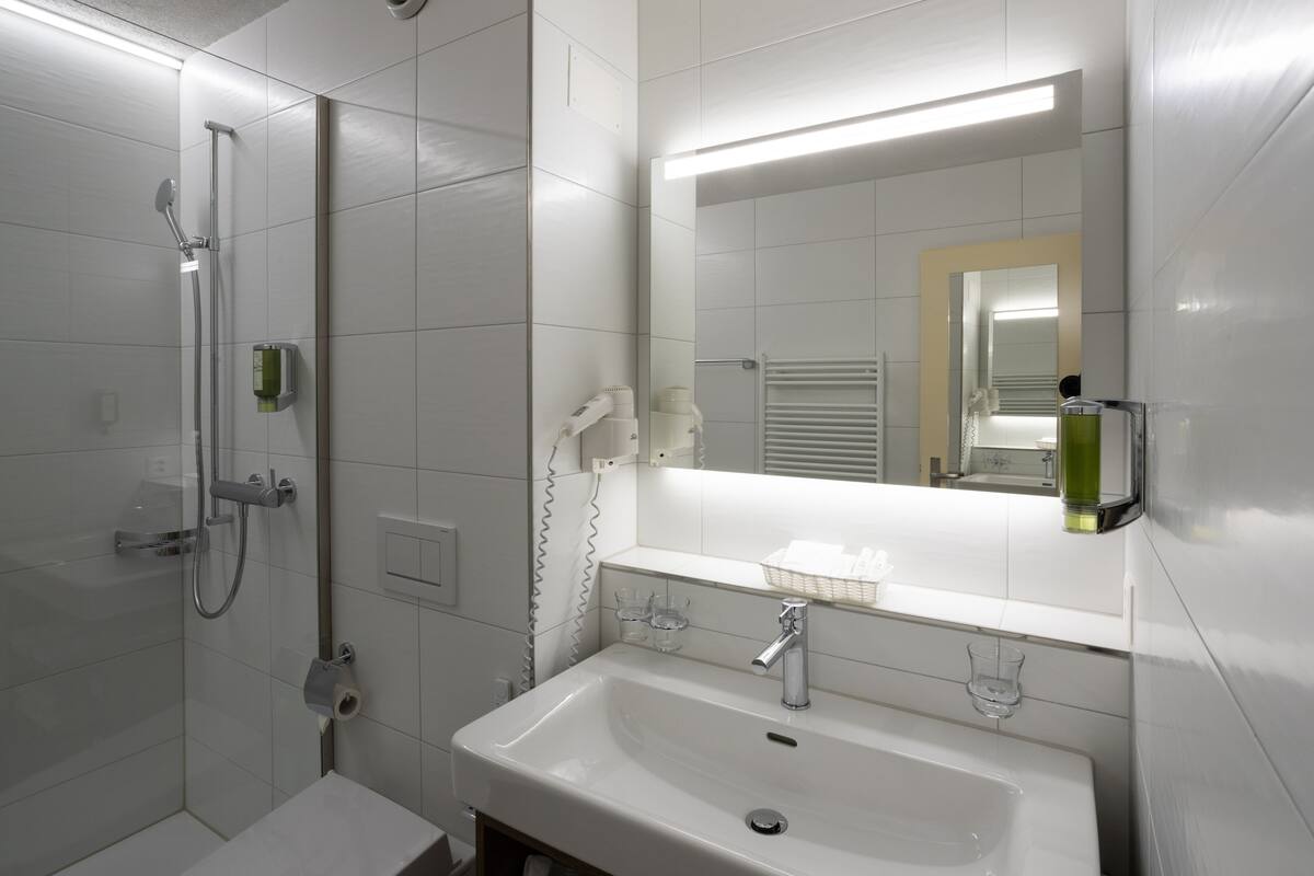 shower, free toiletries, hair dryer, slippers