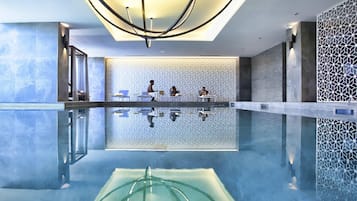 Indoor pool, pool umbrellas