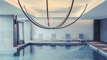 Indoor pool, pool umbrellas