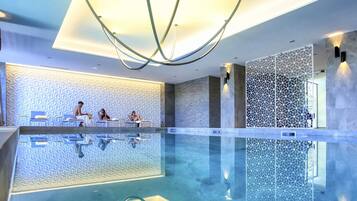 Indoor pool, pool umbrellas