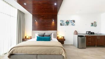 Ropa de cama de alta calidad, edredón, camas Tempur-Pedic y minibar