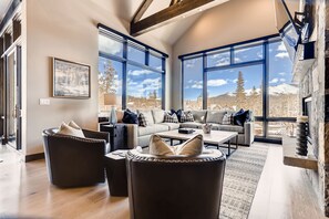 TV, fireplace, offices