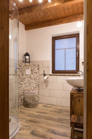 Dusche, Handtücher, Seife, Toilettenpapier