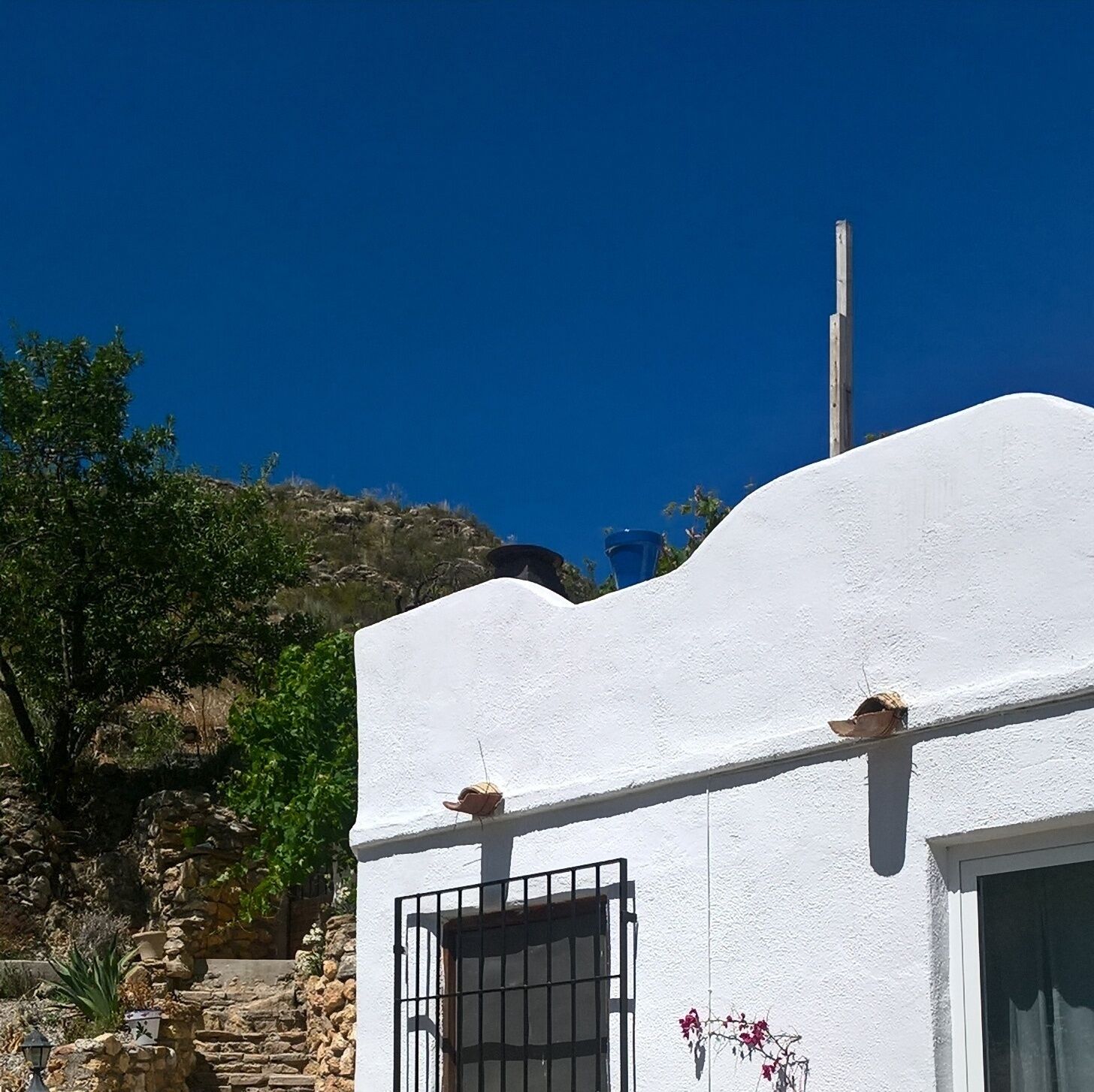 Close up of the front of our cortijo with hill's to the side