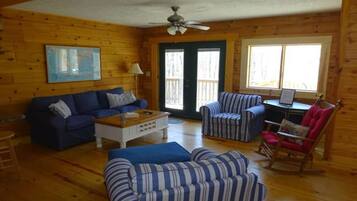 Televisor, llar de foc, reproductor de DVD i llibres