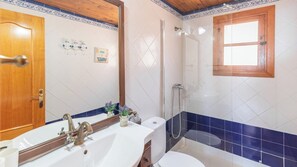 Combined shower/tub, hair dryer