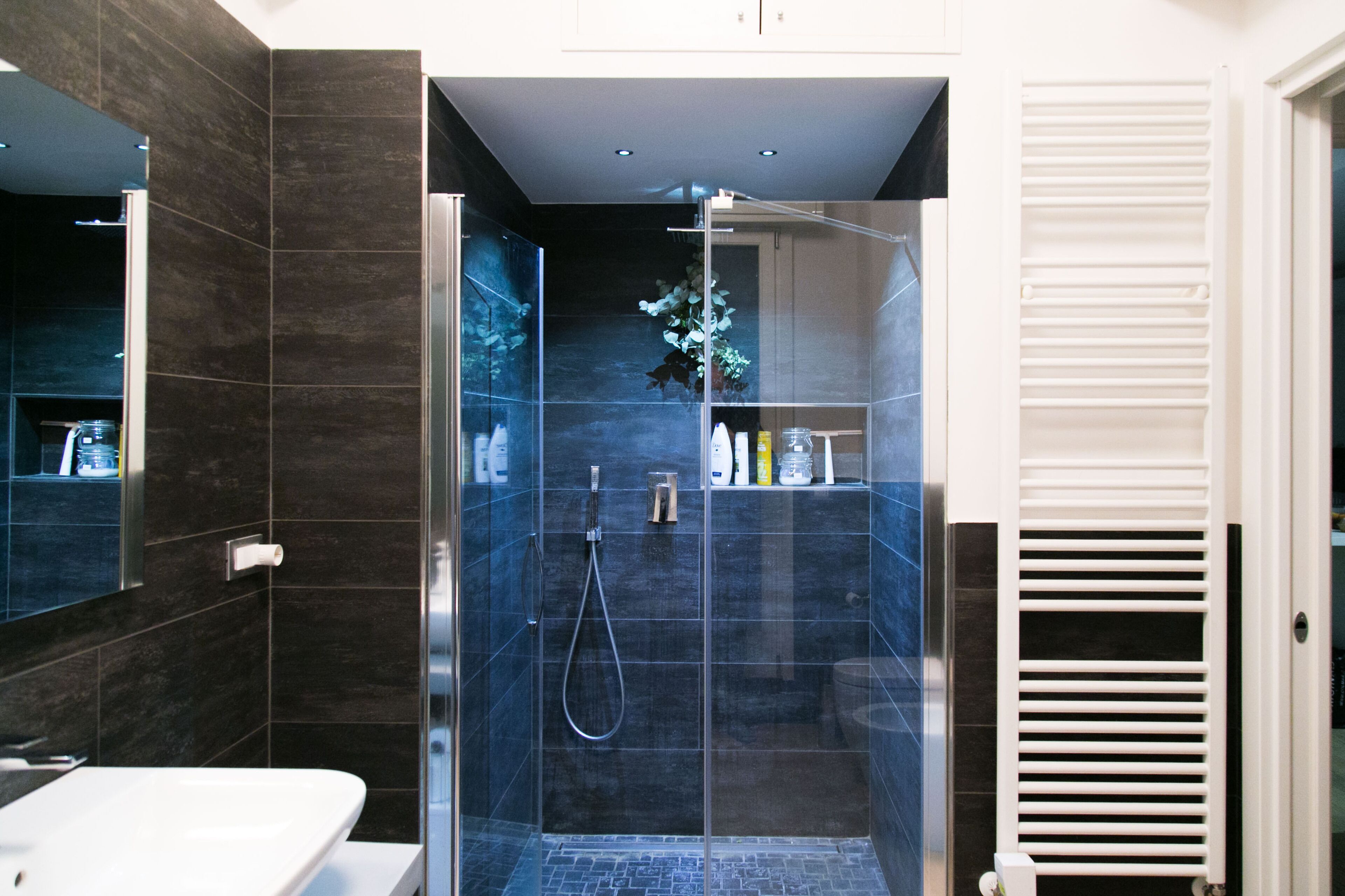 Combined shower/bathtub, hair dryer, bidet, towels