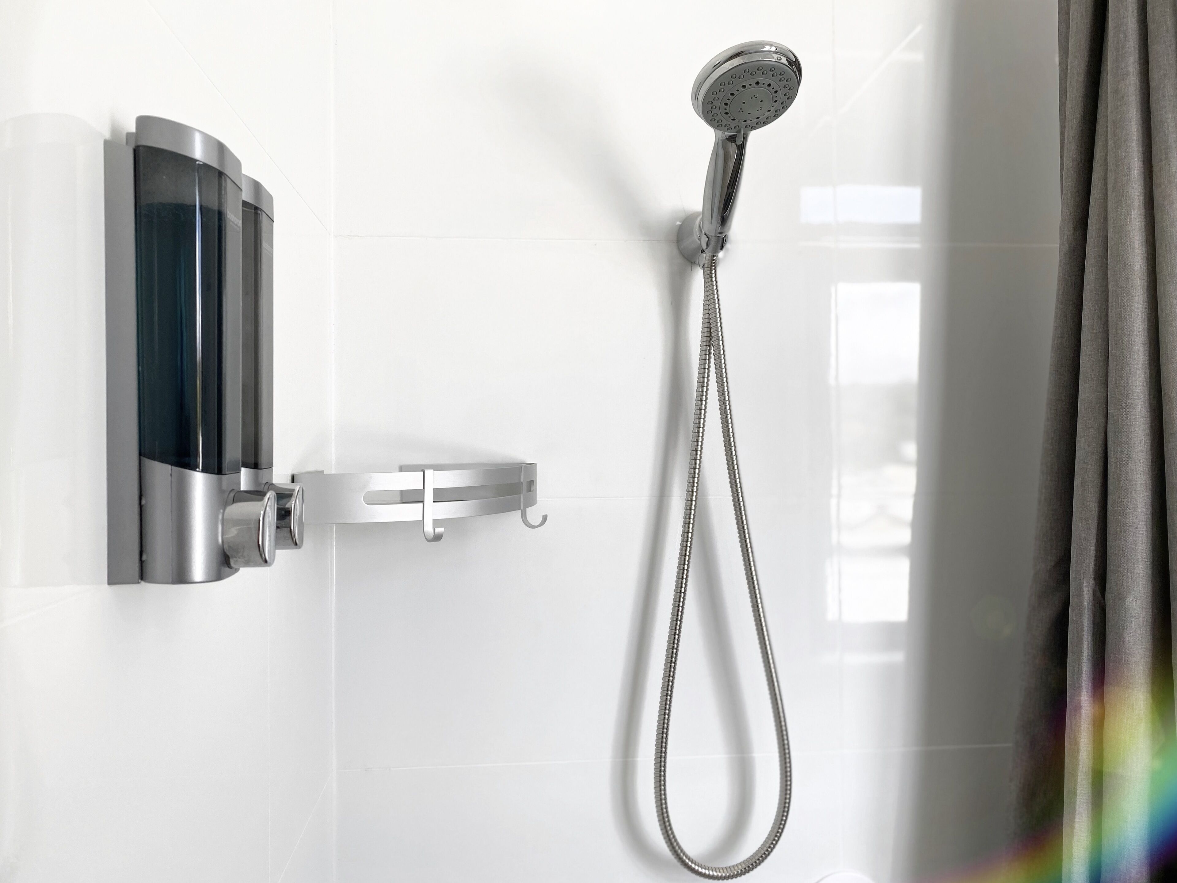 shower, rainfall showerhead, free toiletries, hair dryer