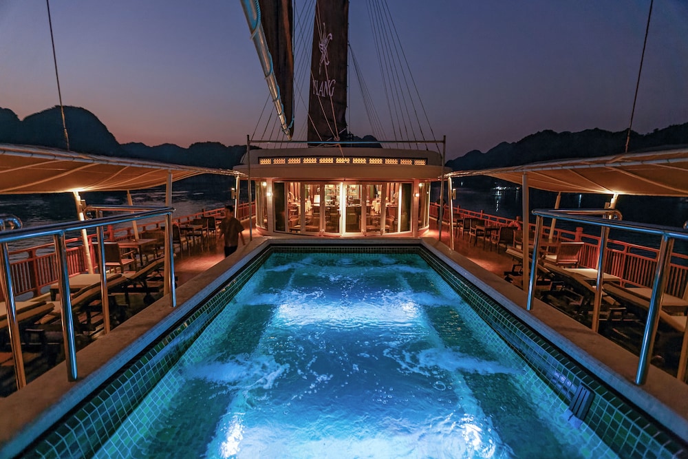 Heritage Line I Refined Waterway Voyages [Guest Lounge at Tuan Chau Marina, Halong Bay] by null