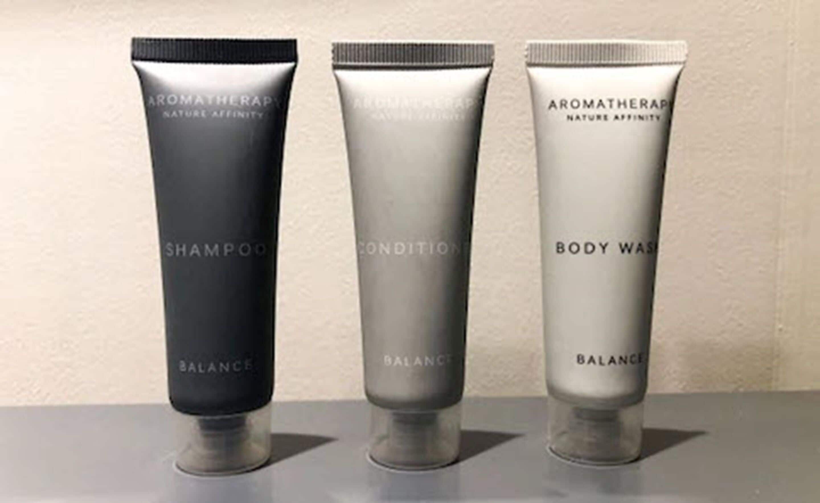 free toiletries, hair dryer, slippers, towels