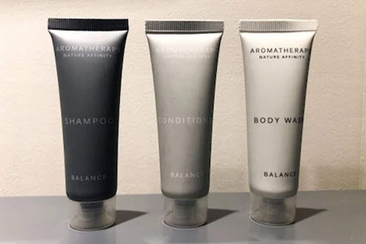 free toiletries, hair dryer, slippers, towels