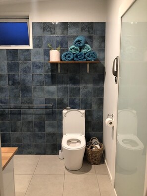 Towels, soap, shampoo, toilet paper