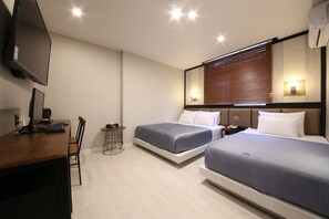 Memory-foam beds, individually decorated, desk, laptop workspace