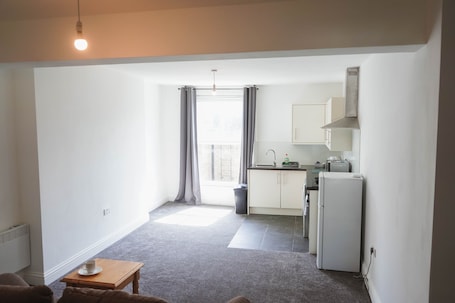 City Apartment | Private kitchen | Fridge, microwave, oven, stovetop